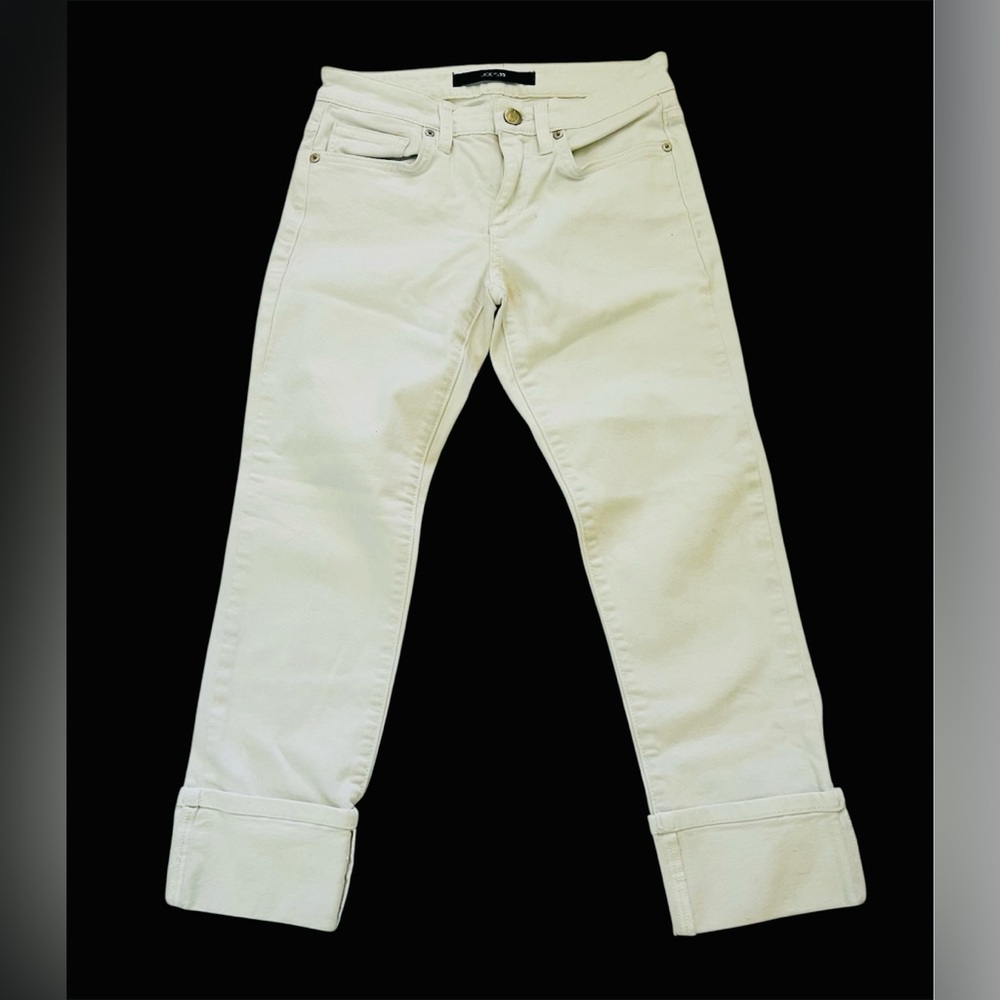 Joes Jeans Womens 24 X 21 White Clean Cuff Crop Mid Rise Stretch Capri Denim